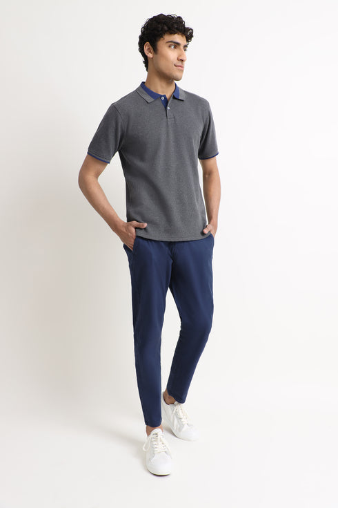The Grey Waffle Knit Polo